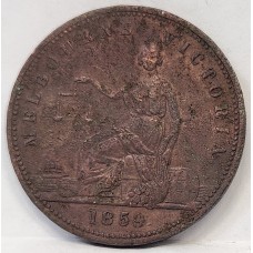 AUSTRALIA 1859 . TOKEN . ERROR. DOUBLE DATE . CLOSED IN C